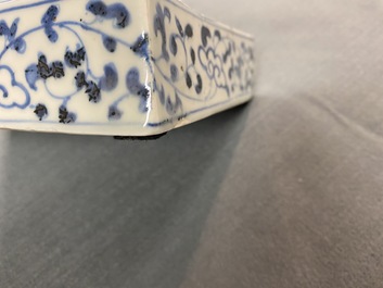 A Japanese blue and white Shoki-Imari rectangular box and cover, Edo